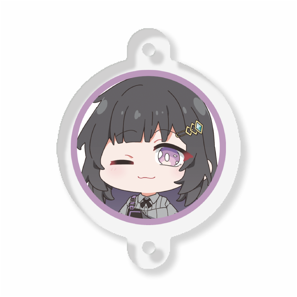 黒戸モノのデイジーチェーンアクリルキーホルダー_01